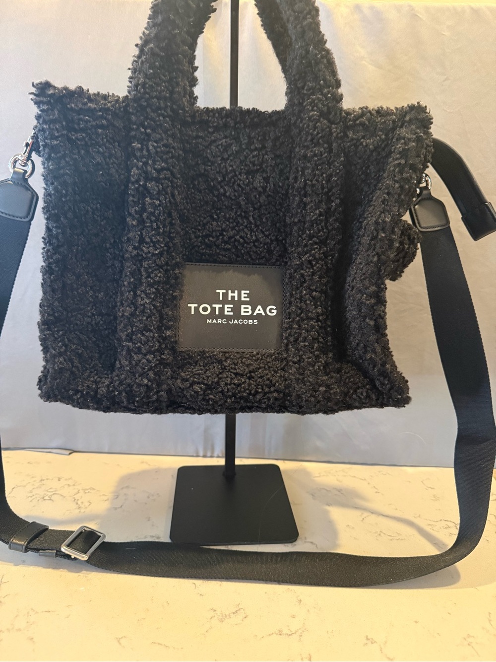 Marc Jacobs Black Sherpa Tote with Adjustable Strap